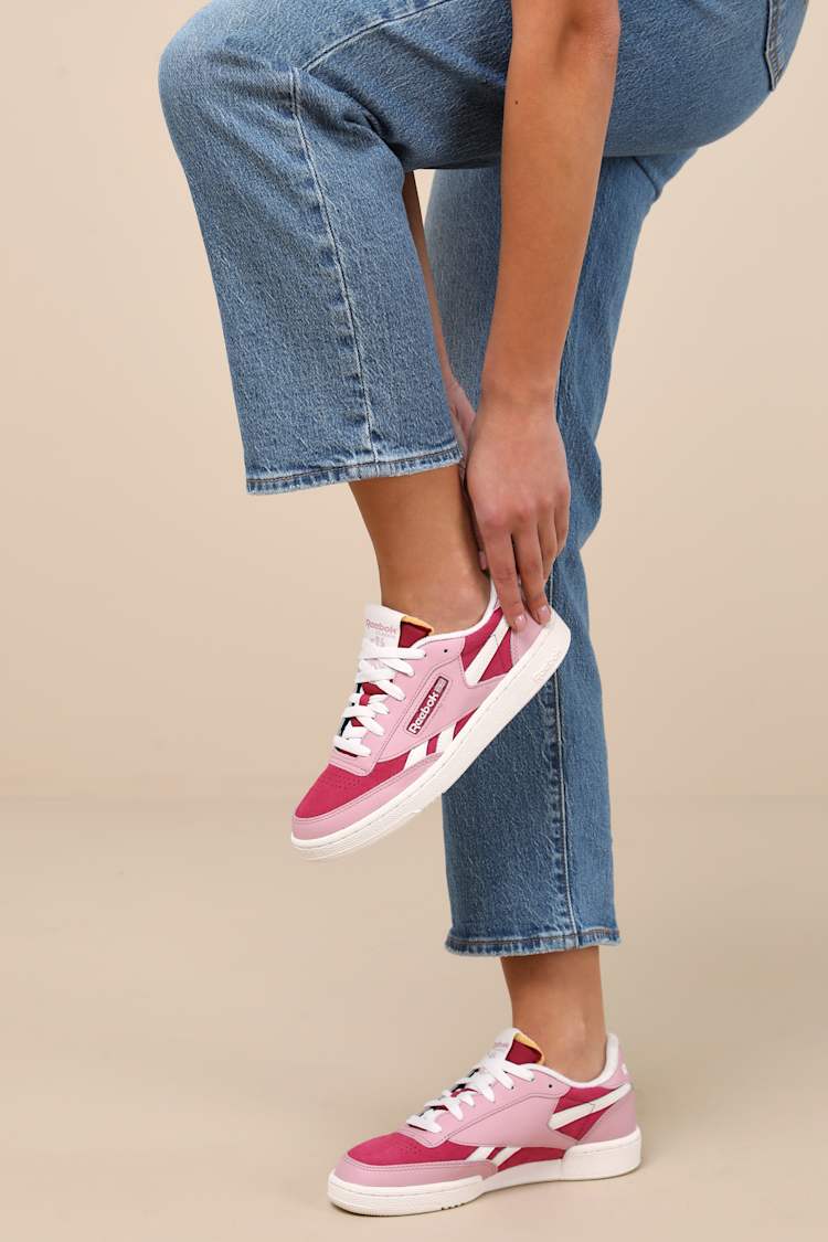 Reebok Club C Revenge II - Pink Lace-Up Sneakers - Suede Sneakers - Lulus