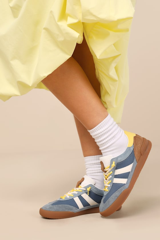 Verdict Blue Multi Suede Leather Lace-Up Sneakers 1