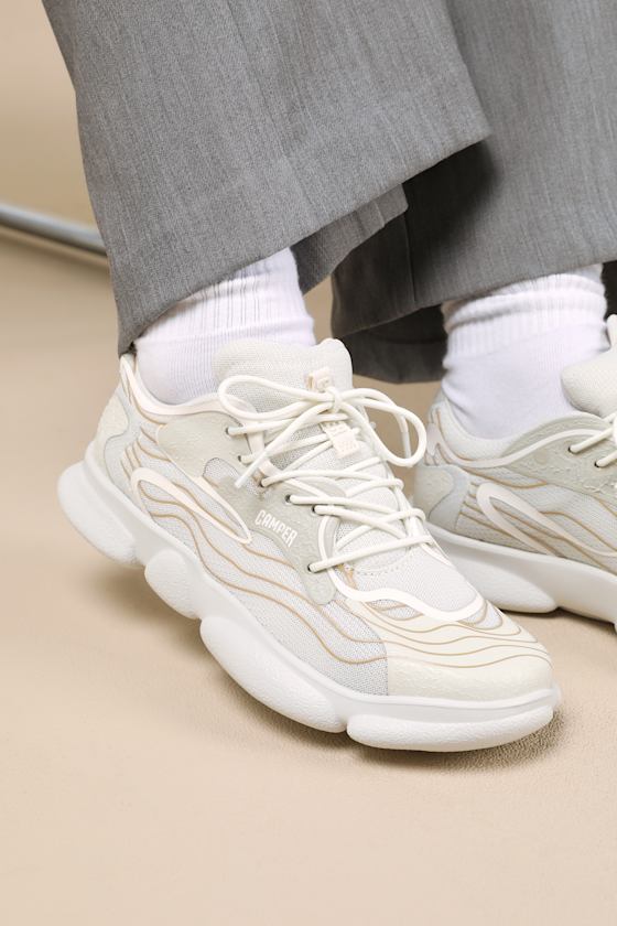 Camper Karst White Multi Mesh Lace-up Sneakers In White