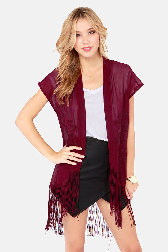 Cute Burgundy Top - Embroidered Top - Fringe Top - $65.00 - Lulus