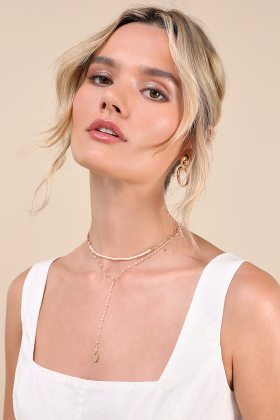 LULUS CIANNA GOLD PEARL LAYERED NECKLACE