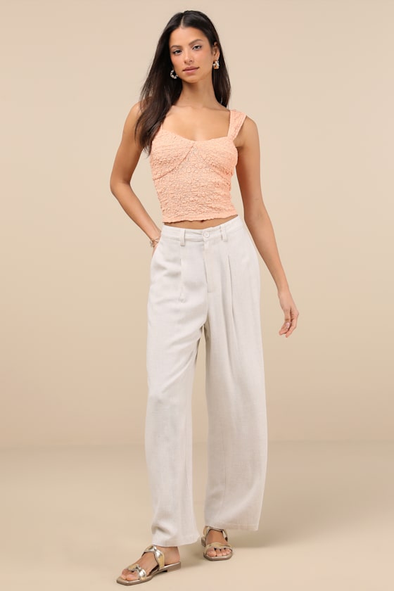 Lulus Wilda Peach Jacquard Knit Sleeveless Top In Peach