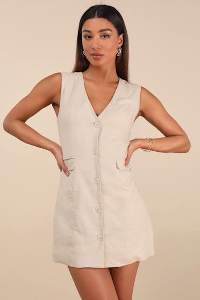 Short Beige Dresses - Beige Mini Dresses