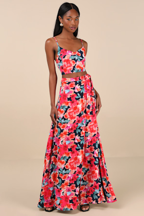 2 piece maxi dress Elegant Two Long Prom Dress,Summer Beach fg5555 piece evening dress exudes effortless elegance Comulish Y2k Maxi Skirt Set