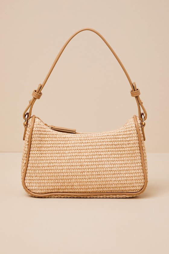 Lulus Tailani Beige Raffia Shoulder Bag In Beige