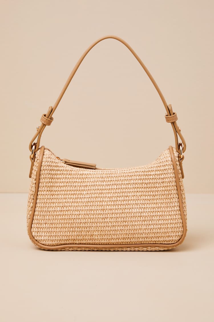 Tailani Beige Raffia Shoulder Bag