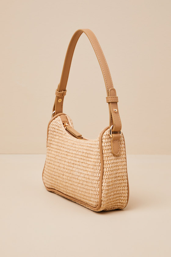 Lulus Tailani Beige Raffia Shoulder Bag In Beige