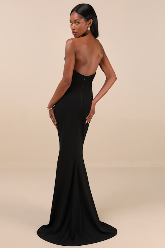 Lulus Laney Black Strapless Corset Maxi Dress In Black