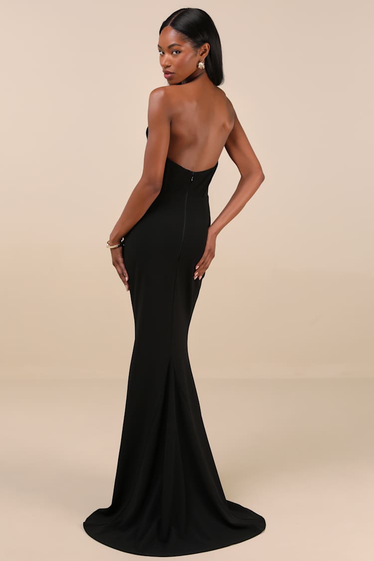 Laney Black Strapless Corset Maxi Dress