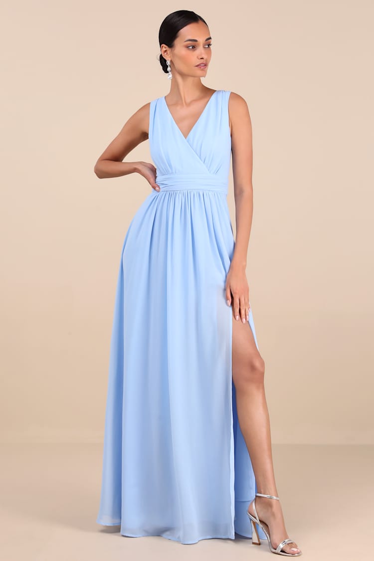 Light Blue Dress - Sleeveless Maxi Dress - Black Gown - Lulus