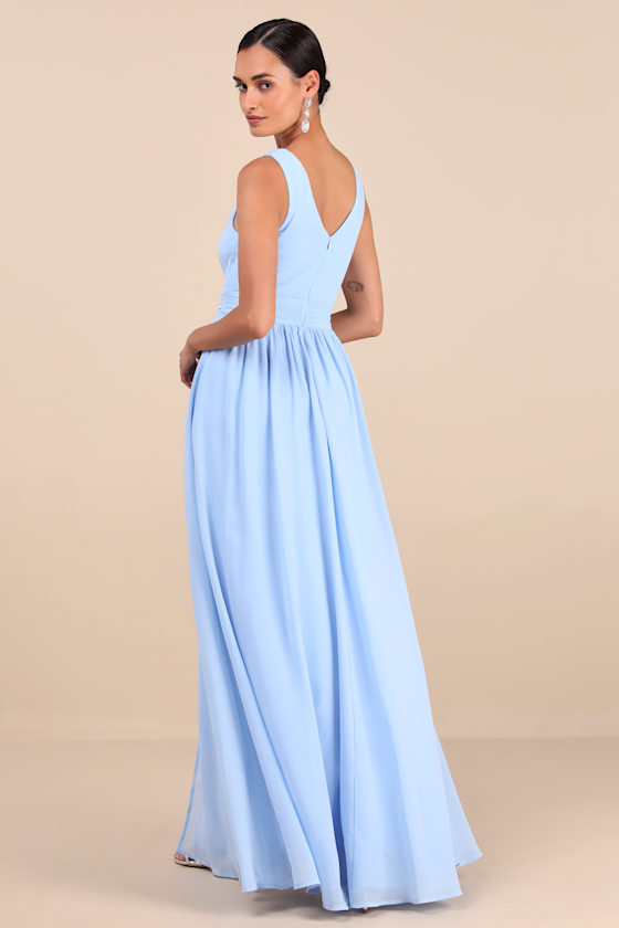 Lulus Thoughts Of Hue Light Blue Surplice Maxi Dress In Light Blue