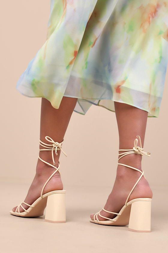 Lulus Orlie Butter Yellow Strappy Lace-up High Heel Sandals