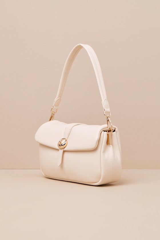 Lulus Almas Cream Puffy Vegan Leather Shoulder Bag In White
