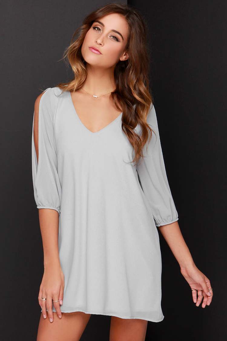 cold shoulder dress grey Grey Soft Haven Off-Shoulder Dress