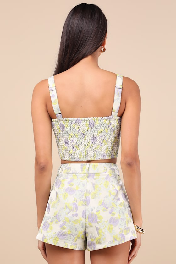 Lulus Carlita Light Mint Multi Jacquard Two-piece Romper In Blue