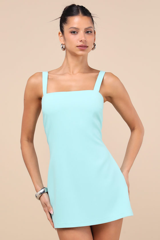 Lulus Chayan Aqua Blue Sleeveless Skort Romper In Blue