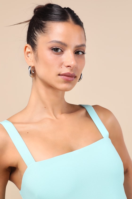 Lulus Chayan Aqua Blue Sleeveless Skort Romper In Blue