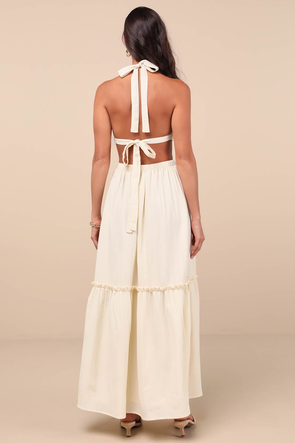 Island Vacay Cream Tie-Back Maxi Dress
