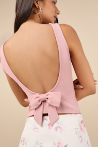 Fatima Dusty Pink Backless Bow Top
