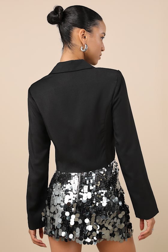 Lulus Makimi Black Cropped Blazer In Black
