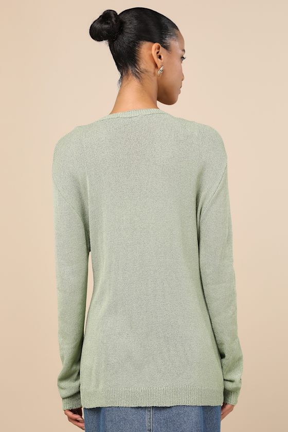 Lulus Maliha Sage Green Knit Cardigan Sweater In Sage Green