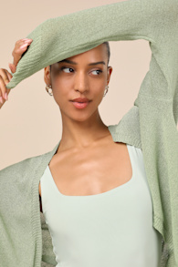 Maliha Sage Green Knit Cardigan Sweater 4