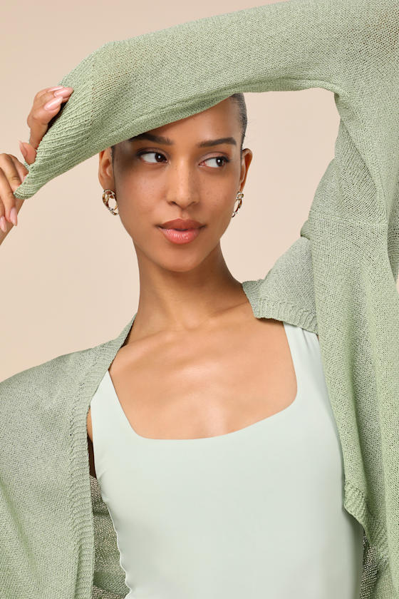 Maliha Sage Green Knit Cardigan Sweater 4