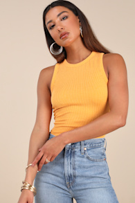 Essential Update Marigold Ribbed Tank Top 2