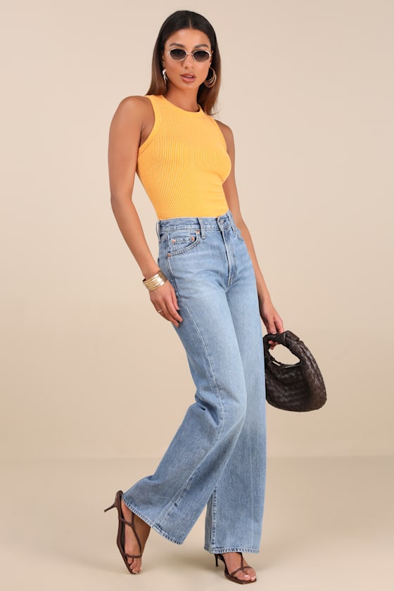 Lulus Essential Update Marigold Ribbed Tank Top In Yellow
