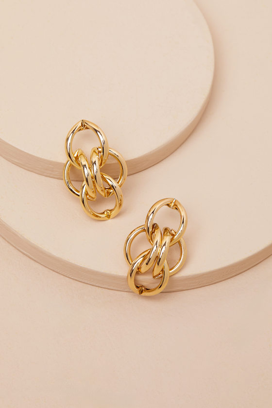 LULUS FALEY GOLD CHAIN LINK DROP EARRINGS