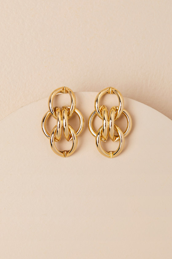 LULUS FALEY GOLD CHAIN LINK DROP EARRINGS