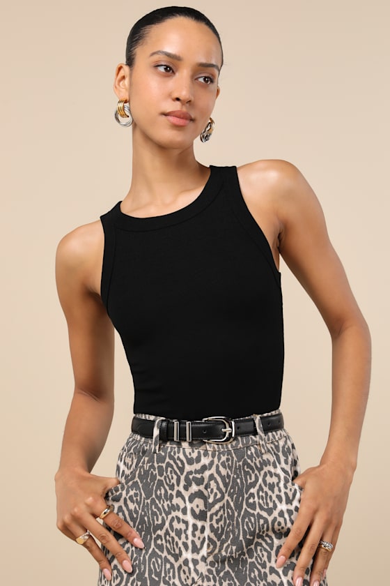 Black Tank Top - Ribbed Knit Tank Top - Knit Bodycon Tank Top - Lulus