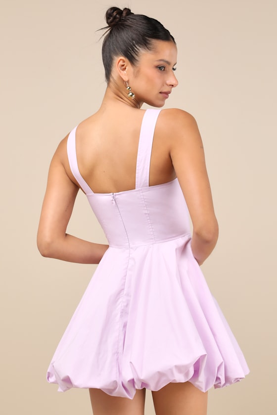 Lulus Madalinde Lavender Sleeveless Bubble-hem Mini Dress In Purple