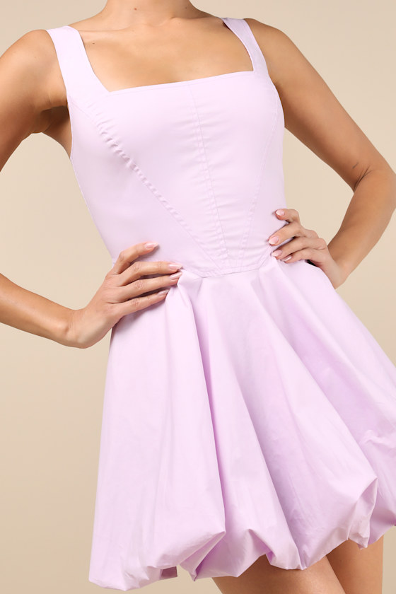 Lulus Madalinde Lavender Sleeveless Bubble-hem Mini Dress In Purple