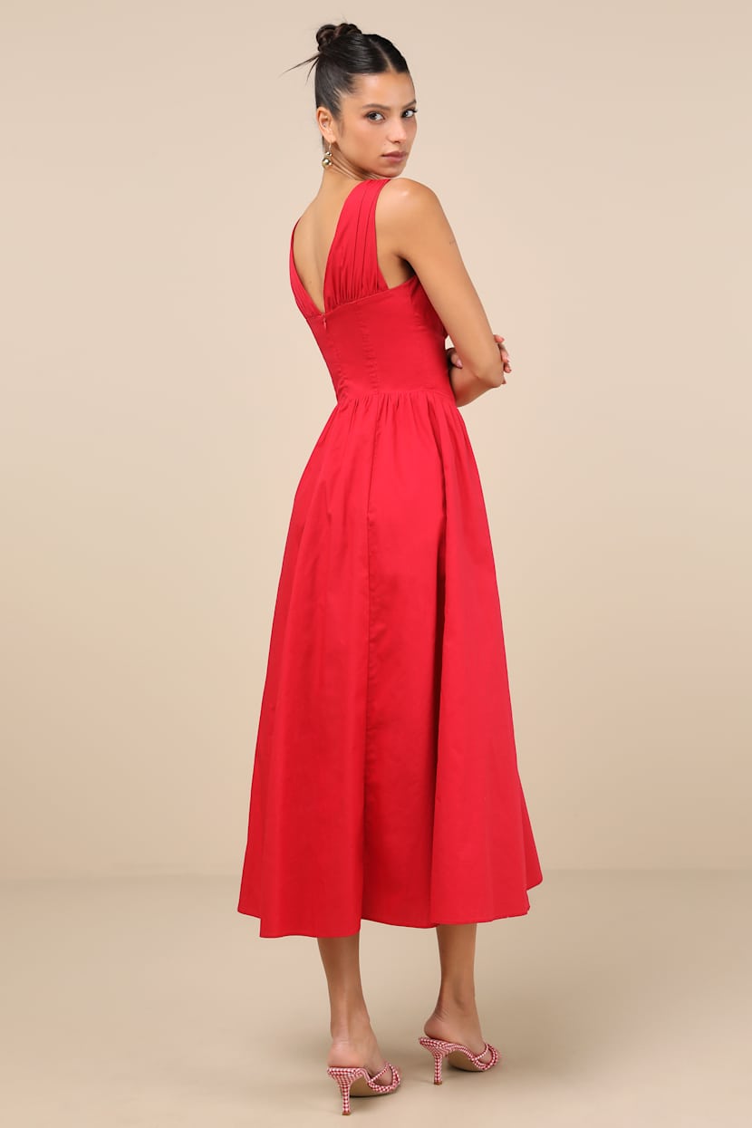 fitted lace wedding dress Red Plunge Ruffle Dress Medium main image 0