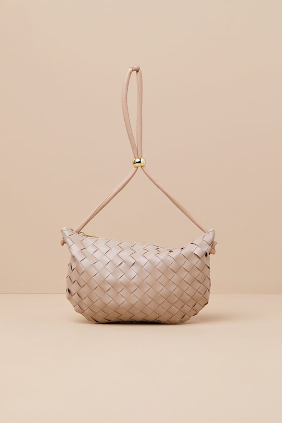 Billini Kacey Taupe Woven Wristlet Bag In Taupe