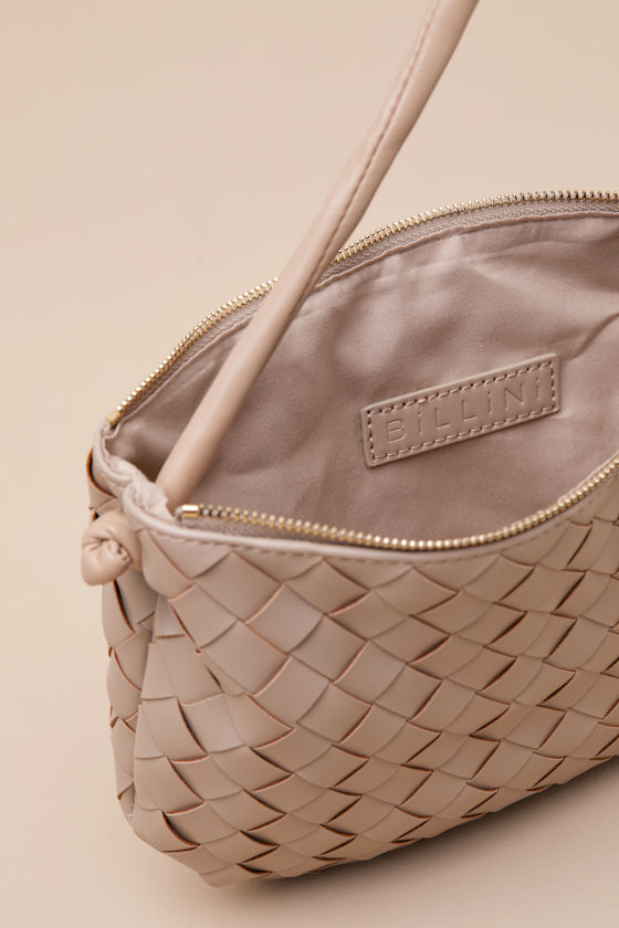 Billini Kacey Taupe Woven Wristlet Bag In Taupe
