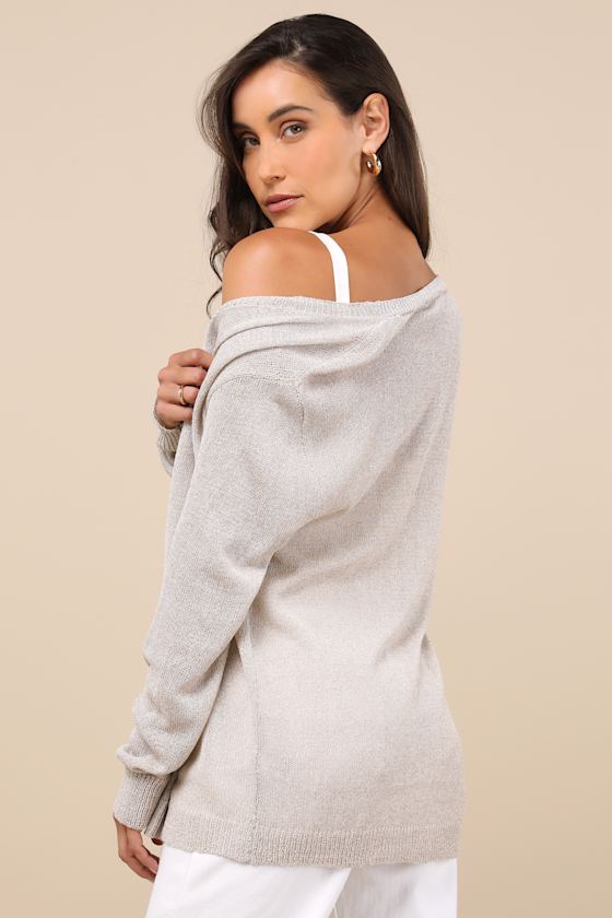 Lulus Maliha Light Taupe Knit Cardigan Sweater In Taupe