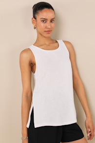 Amalfi Attitude Beige Linen Tank Top