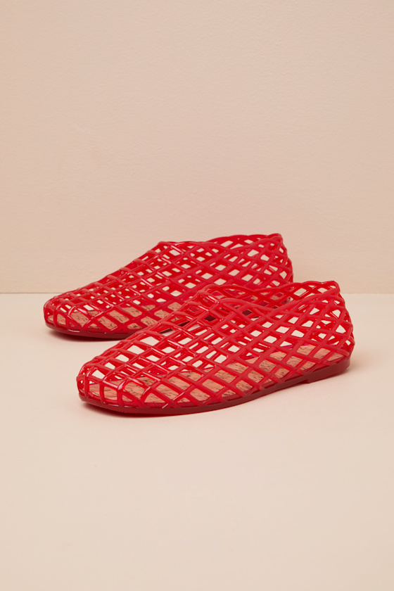 COCONUTS BY MATISSE MARLOW RED SHEER JELLY FLATS
