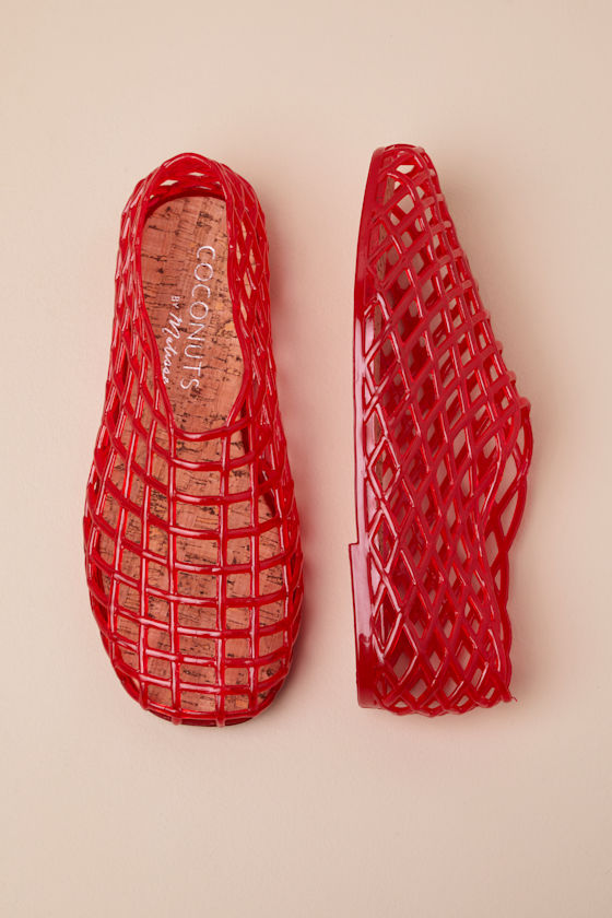 COCONUTS BY MATISSE MARLOW RED SHEER JELLY FLATS