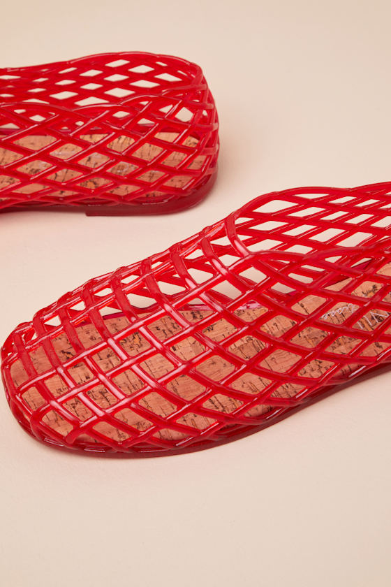 COCONUTS BY MATISSE MARLOW RED SHEER JELLY FLATS
