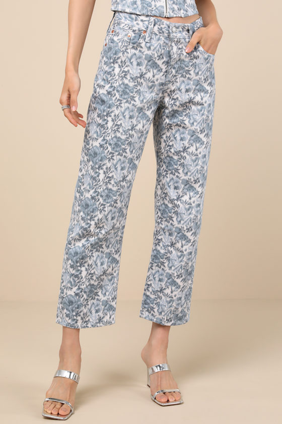 Levi's Levis Womens Floral Bustier Top Ankle Jeans In Blue