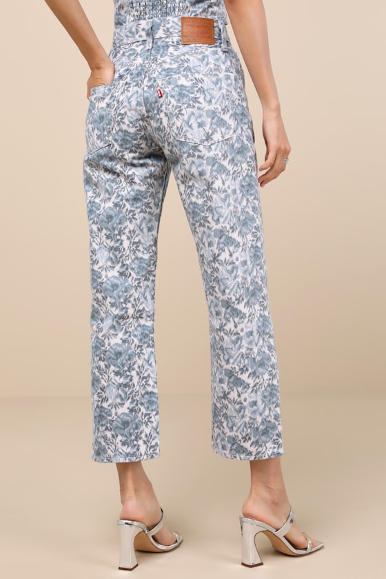 Levi's Levis Womens Floral Bustier Top Ankle Jeans In Blue