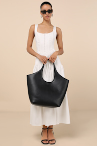 Altair Black Vegan Leather Tote Bag
