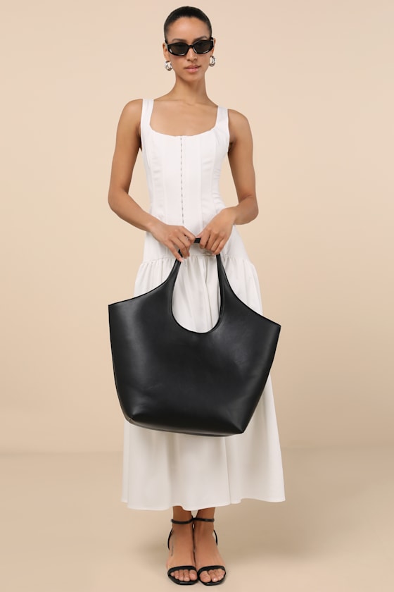 Altair Black Vegan Leather Tote Bag 5