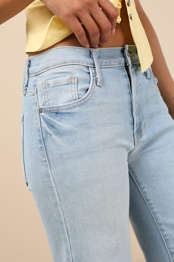 Just Black Trending Intention Light Wash Slim Palazzo Jeans In Blue