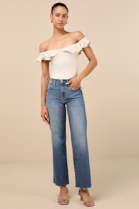 Trending Intention Medium Wash Slim Palazzo Jeans
