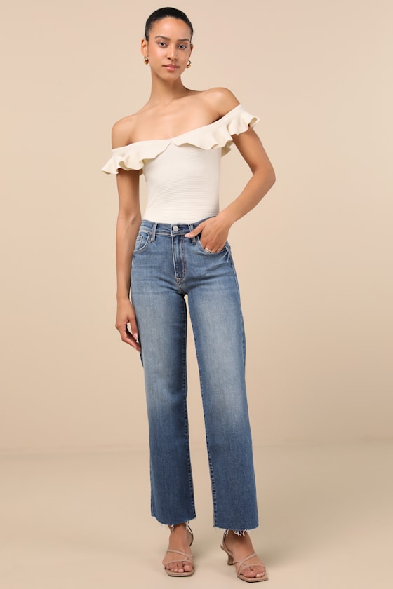 Trending Intention Medium Wash Slim Palazzo Jeans 1