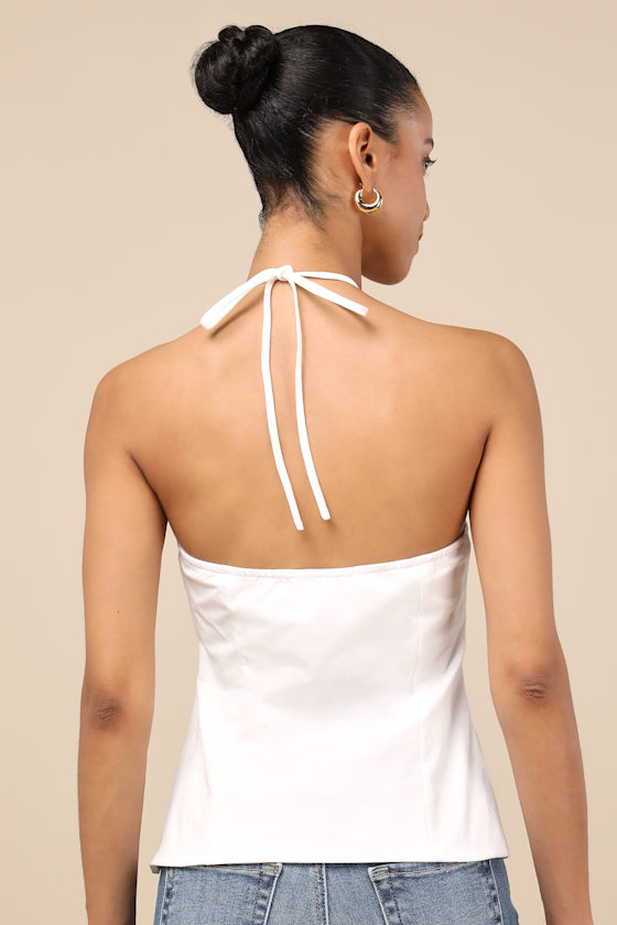 Lulus Palmira White O-ring Cutout Halter Top In White